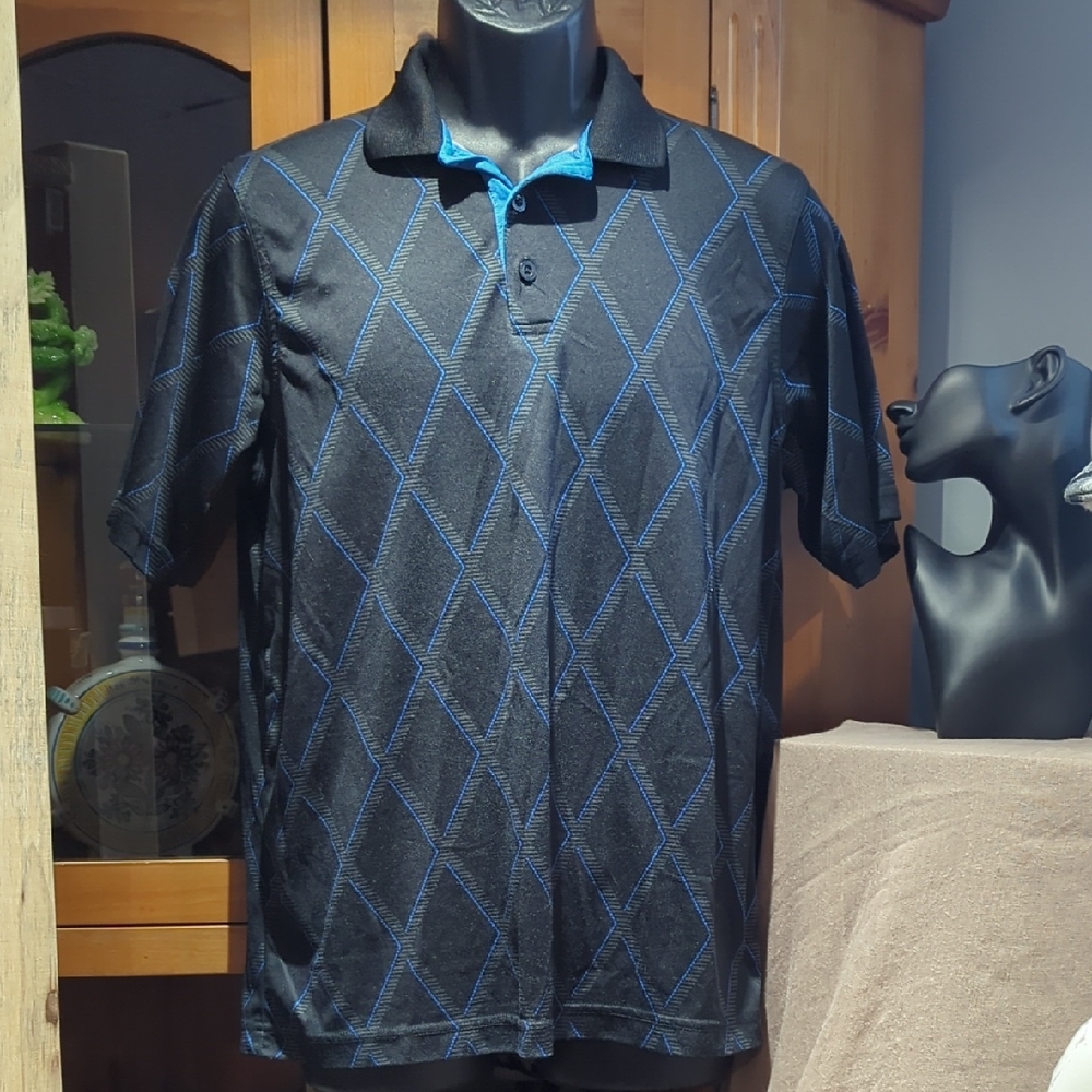 Elegant Black and Blue Polo Shirt